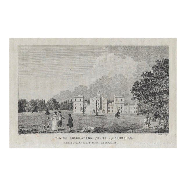 Antique Wilton House English Country House Engraving For Sale