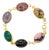 Vintage 14k Yellow Gold Multi-Gemstone Carved Scarab Link Bracelet For Sale