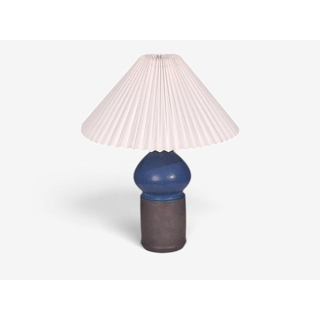 Mid-Century Modern 1960s Danish Modern Marianne Starck, Table Lamp, Blue and Brown Stoneware For Sale - Image 3 of 11