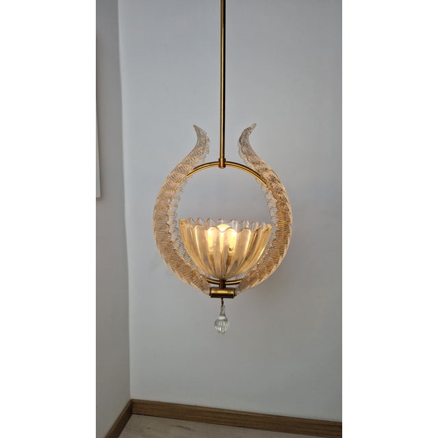 Mid-Century Modern Chandelier in Brass and Clear Glass by Ercole Barovier for Barovier & Toso, 1960s For Sale - Image 3 of 18