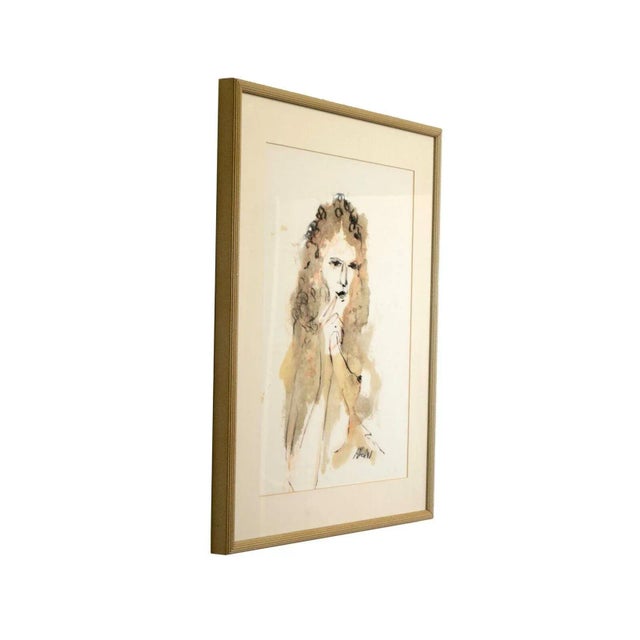 Black Richard Kozlow Figurative Portrait II Signed Modern Mixed Media Drawing on Paper For Sale - Image 8 of 8