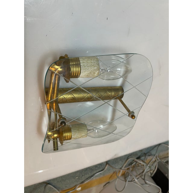 Gold Glass and Brass Sconces from Pietro Chiesa, 1940s, Set of 2 For Sale - Image 8 of 9