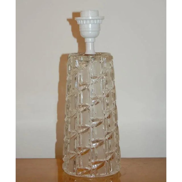 Vintage Swedish Cut Clear and Frosted Glass Table Lamp For Sale - Image 4 of 6