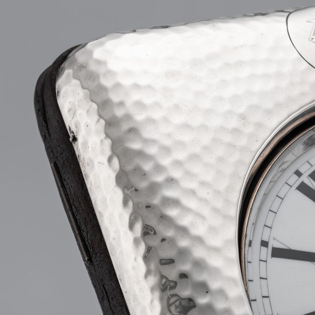 Antique English Silver Mounted Desk Clock, 1904 For Sale - Image 13 of 15