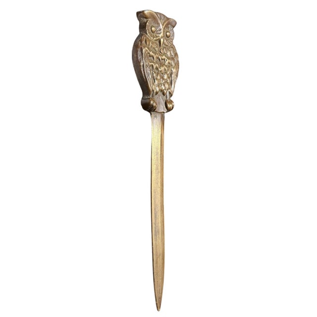 Modern Early 20th Century Bronze Owl Letter Opener For Sale - Image 3 of 8