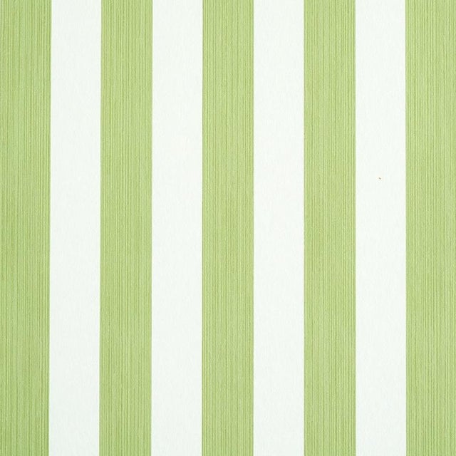 Schumacher Edwin Stripe Medium Wallpaper in Leaf For Sale