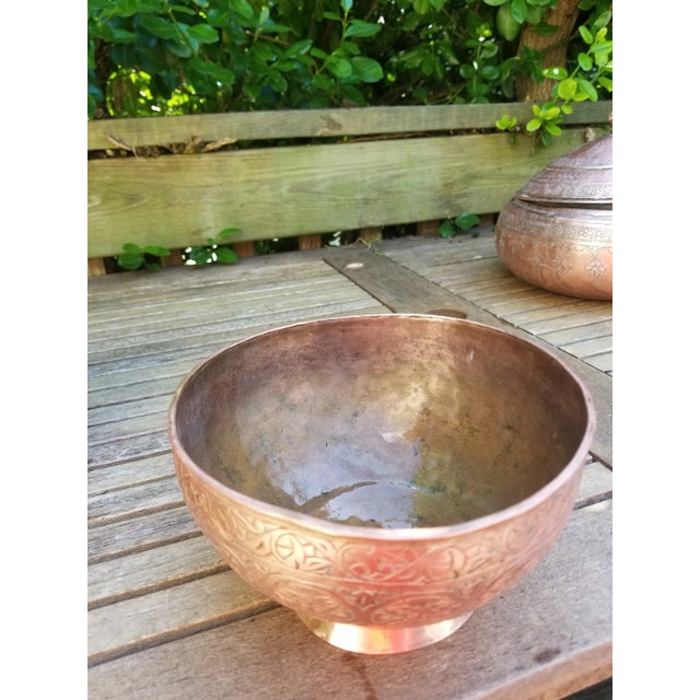 Antique Persian Copper Handcrafted Bowl For Sale - Image 4 of 8
