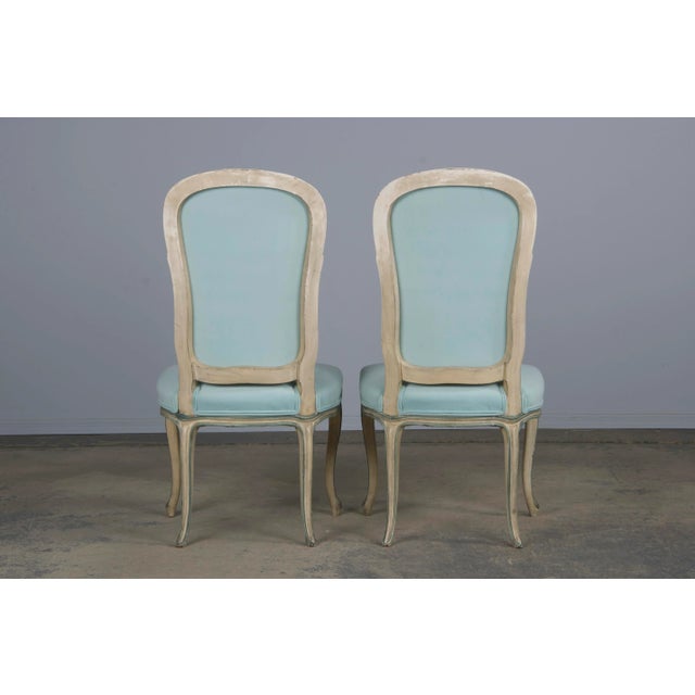 Baker Furniture French Provincial Louis XV Style Painted Dining Chairs W/ Mint Velvet - Set of 6 For Sale - Image 11 of 11