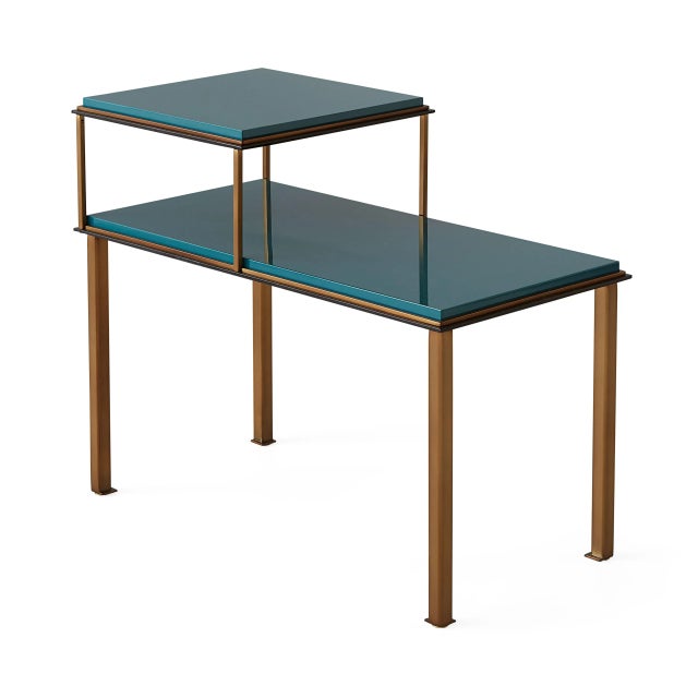 Parisian Flair. Our updated take on Empire style meets mod French 50s in our Rider Telephone Table. Featuring glossy teal...