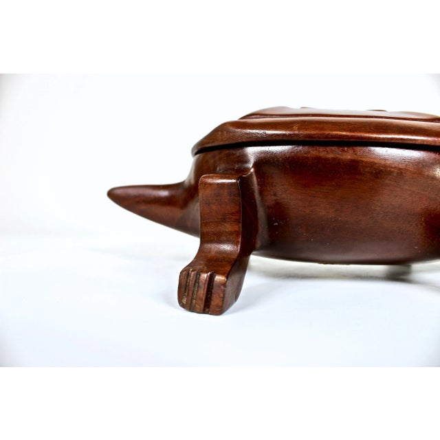 1950's Haitian Hand Carved Mahogany Turtle Trinket Box For Sale In Raleigh - Image 6 of 10