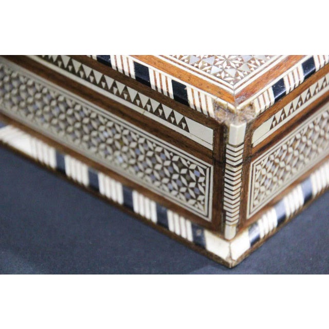 Black Moorish Handcrafted Middle Eastern Mosaic Inlaid Decorative Box For Sale - Image 8 of 13