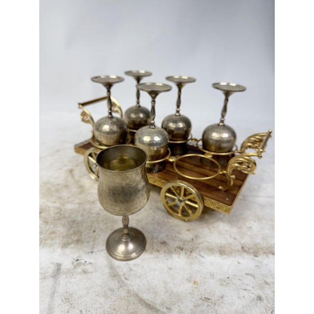 Vintage Silver-Plated Liquor Glass Trolley Set, 1950s, Set of 6 For Sale - Image 9 of 9