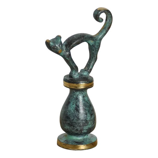 Mid-Century Austrian Brass Cat Corkscrew by Walter Bosse, 1950s For Sale