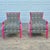 This is a striking pair of “Nadia” exposed wood bergere lounge chairs custom made by Sam Moore, a division of high-end...