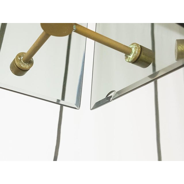 Italian Teak Pendant Lamp in Gilt Aluminum and Smoked Glass, 1960s For Sale - Image 13 of 17