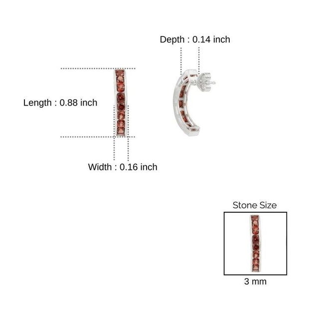 Red Deep Red Garnet Birthstone Earrings in Sterling Silver for Mom's Gift- 2 Pieces For Sale - Image 8 of 10