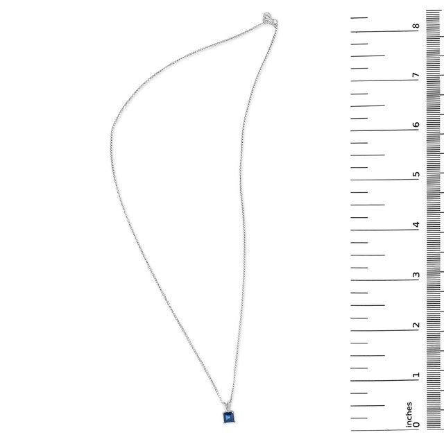 Early 21st Century 14K White Gold 5x5 MM Square Shaped Blue Sapphire Solitaire Pendant Necklace For Sale - Image 5 of 5