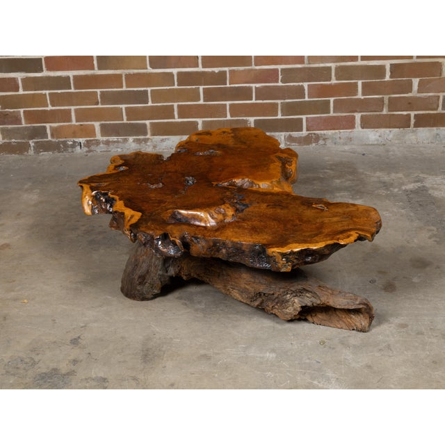 Live Edge Redwood America Coffee Table with Rustic Character, Vintage For Sale In Atlanta - Image 6 of 12