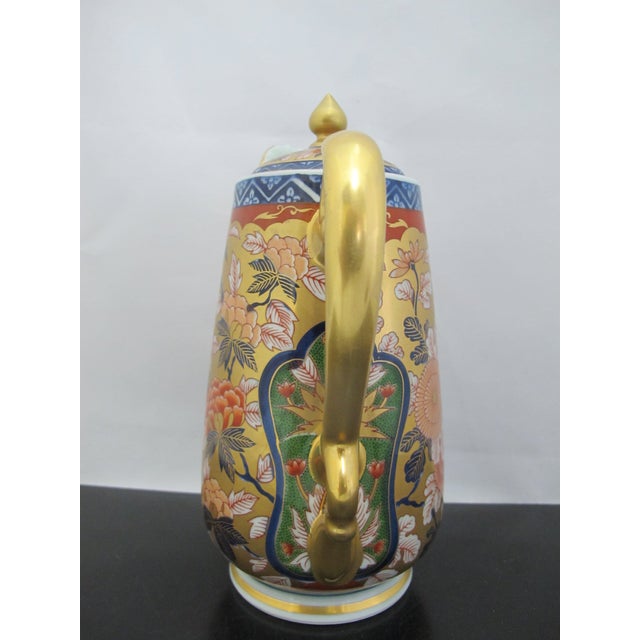 Lavish Kisen Kiln Japanese Imari Arita Ware Porcelain Gold Face Spout Pitcher For Sale In Portland, OR - Image 6 of 11