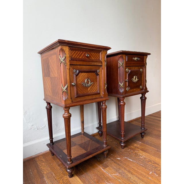 Pair of 19th Century Mahogany Marble-Top Side Tables For Sale - Image 4 of 6