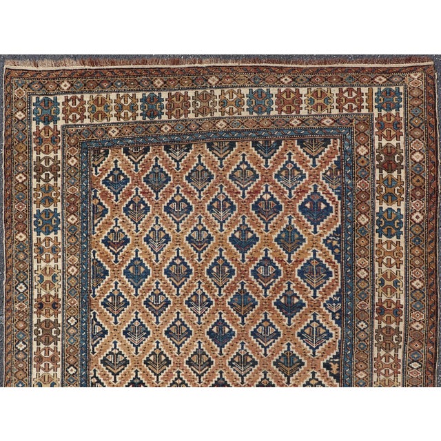 Late 19th Century Antique Caucasian Shirvan Rug With Geometric Lattice Tribal Design Pattern For Sale - Image 5 of 14