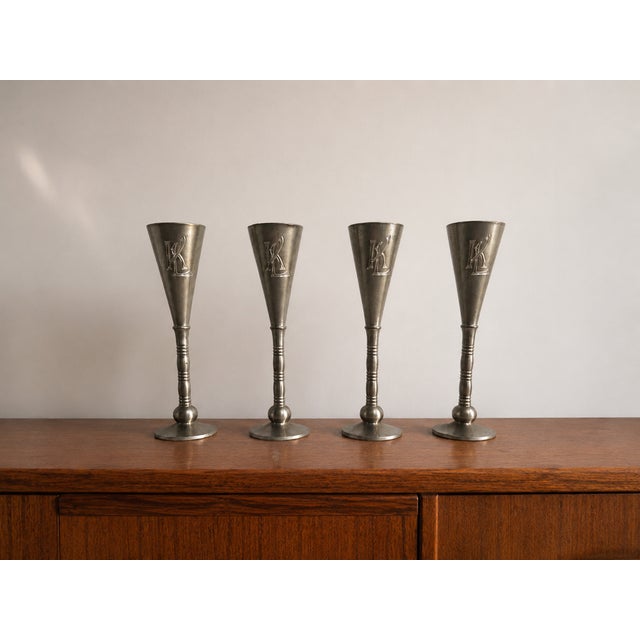 An exceptional and highly collectible set of 4 original vintage art deco liquor goblets designed by the legendary danish...