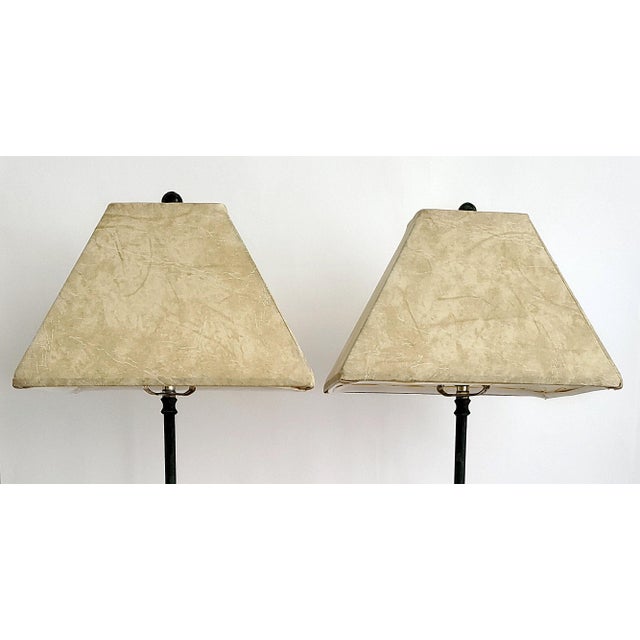 Lamps Gold Leaf Lions & Shades Pair For Sale In Miami - Image 6 of 12