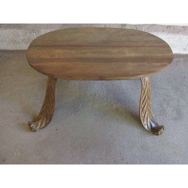 Mid Century Italian Wooden Bench With Baroque Style Legs For Sale - Image 4 of 8