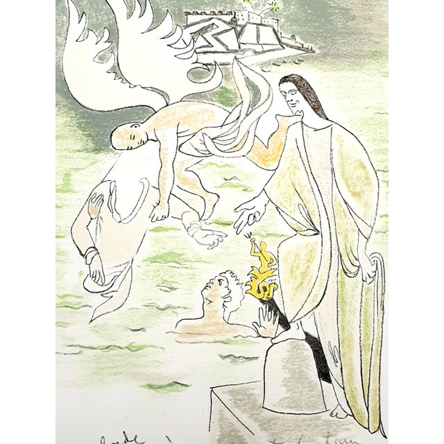 Jean Cocteau, Angel, 1967, Hand-Colored Lithograph For Sale - Image 3 of 11