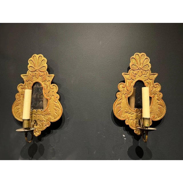 Late 19th Century Italian Gilt Wood Sconces - A Pair For Sale - Image 11 of 11