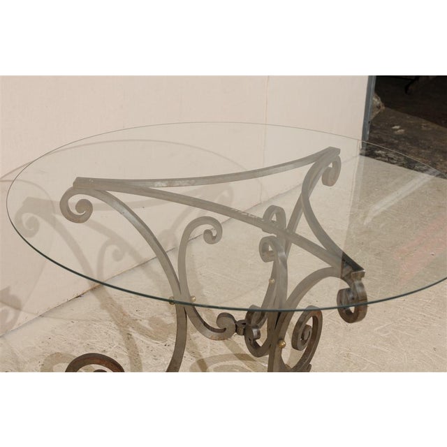 Glass Top Table With Iron Base For Sale - Image 4 of 6