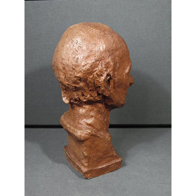 Vintage 1980 Hand-Sculpted Voltaire Portrait Bust Signed For Sale - Image 11 of 15