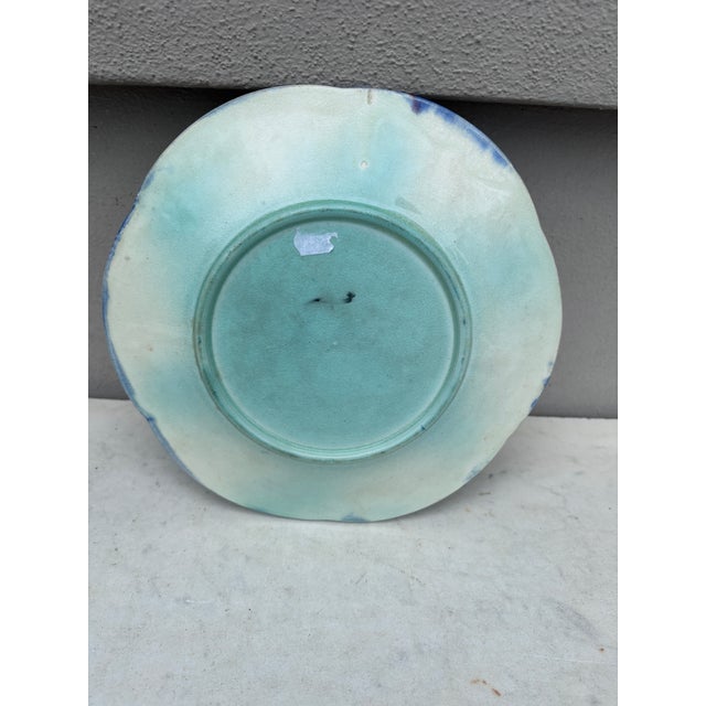 French Country 19th Century French Majolica Flowers Plate For Sale - Image 3 of 3