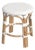 Tobias 18 in. Seat Height Round Rattan Dining Stool, Glossy White/ Natural Rattan Frame For Sale