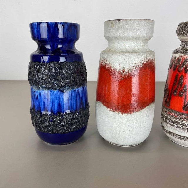 Vintage Pottery Fat Lava Vases from Scheurich, Germany, 1970s, Set of 4 For Sale - Image 4 of 18