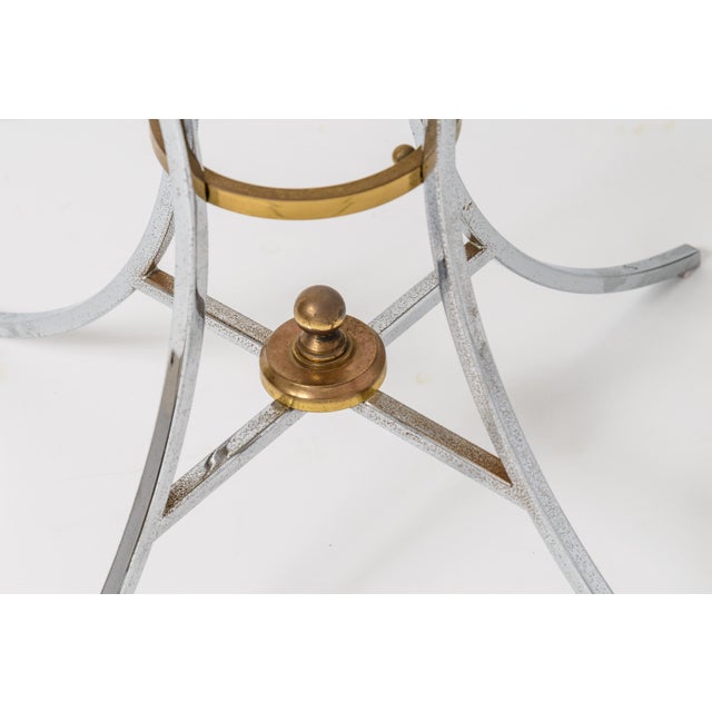 Metal Chrome Round Accent Table in the Manner of Maison Jansen For Sale - Image 7 of 8