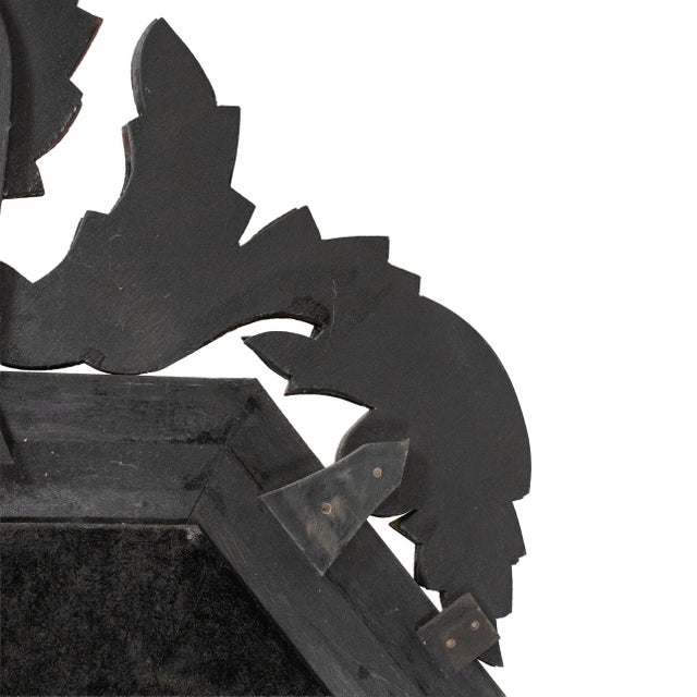 Wood 50-Inch Italian 1940s Venetian Etched Glass Mirror With Wood Backing For Sale - Image 7 of 18