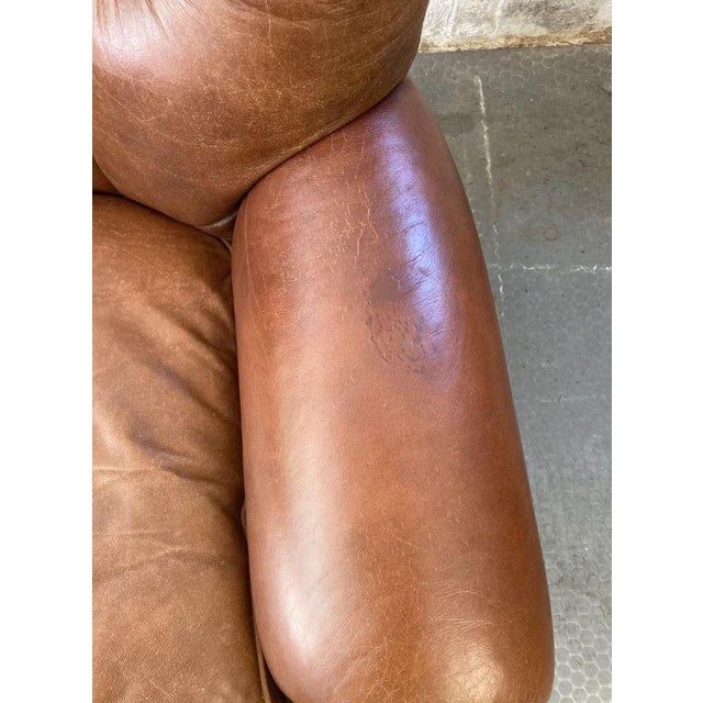 Vintage Leather Hickory Writers Chair | Soft Brown Leather Desk Chair | Mid Century Office Accent | Rustic Study Seating For Sale - Image 10 of 11