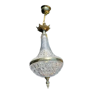 1950's French Regency Crystal Diamond Series Ceiling Pendant Fixture Chandelier by Baccarat France