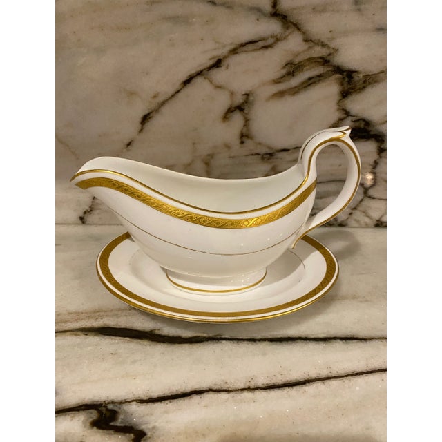 English White & Gold Saucer W/ Underplate For Sale In Miami - Image 6 of 6