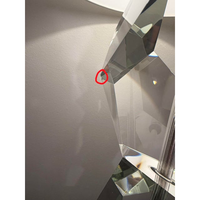 Transparent Global Views Triple Facet Block Crystal Table Lamp For Sale - Image 8 of 12