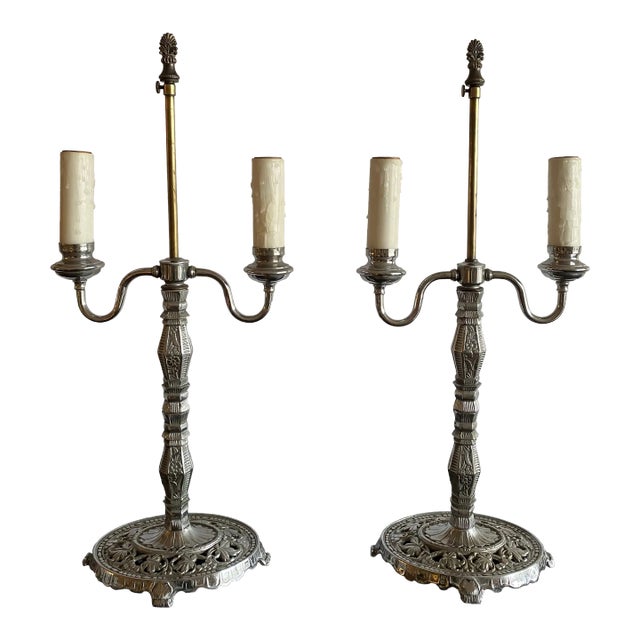 Pair of 1930s Art Deco Chrome Table Lamps For Sale