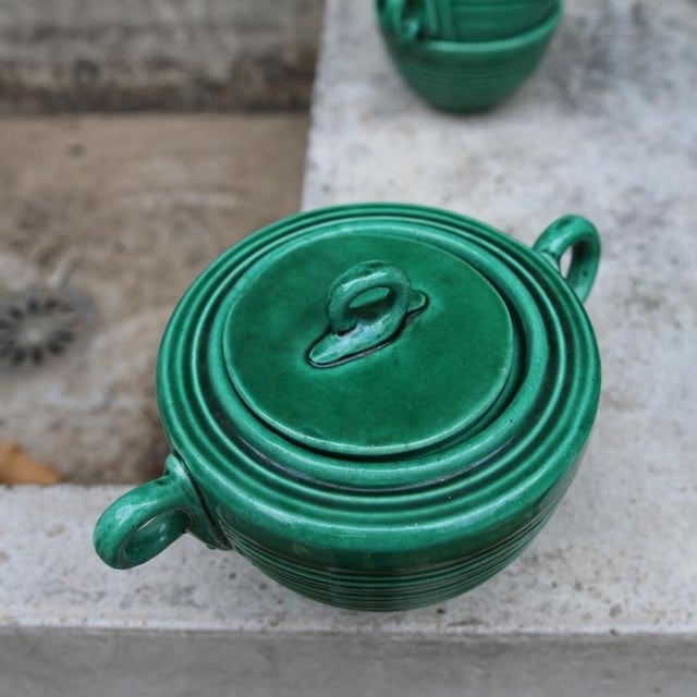 Green Glazed Ceramic Coffee Service by Blanche Letalle, 1950s, Set of 27 For Sale - Image 10 of 18