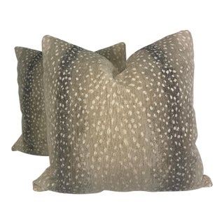 Antelope Chenille in Natural 22" Pillows-a Pair For Sale