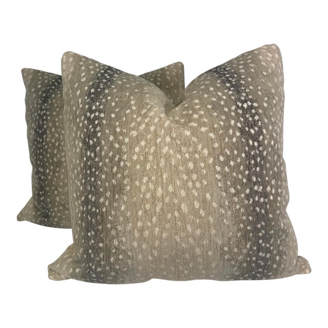Antelope Chenille in Natural 22" Pillows-a Pair For Sale