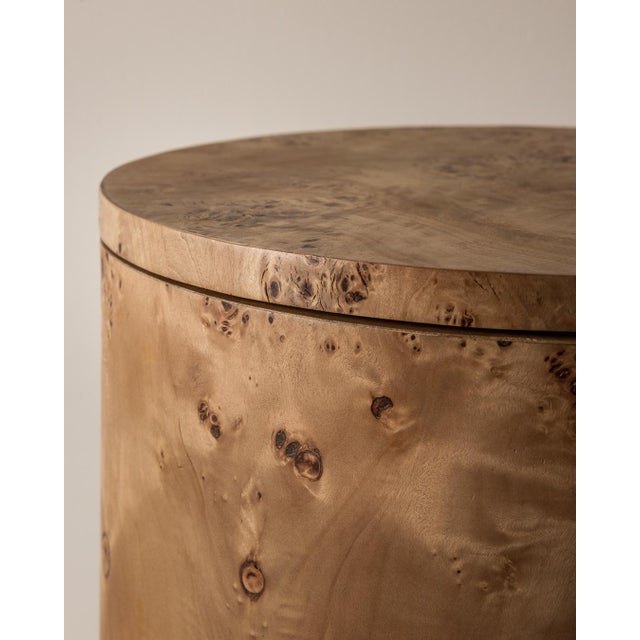 Not Yet Made - Made To Order Vernier Burl Round Side Table, Right For Sale - Image 5 of 7