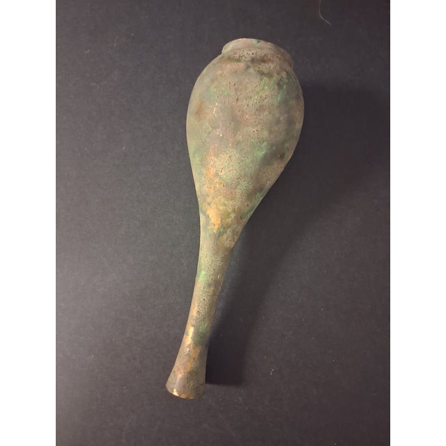 Perfectly imperfect Vtg. Japanese bud vase.featuring a textured patina, accented by exposed areas of brass/bronze...