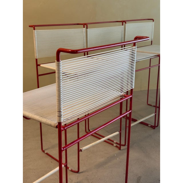 Vintage Red Bar Stools by Giandomenico Belotti for Fly Line, 1970s, Set of 4 For Sale - Image 4 of 11