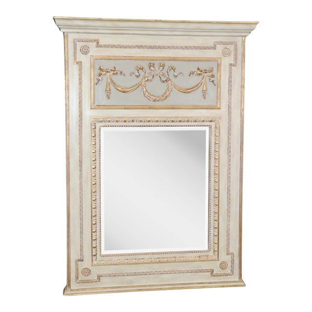 French Louis XV Carved and Painted Wall or Trumeau Mirror For Sale