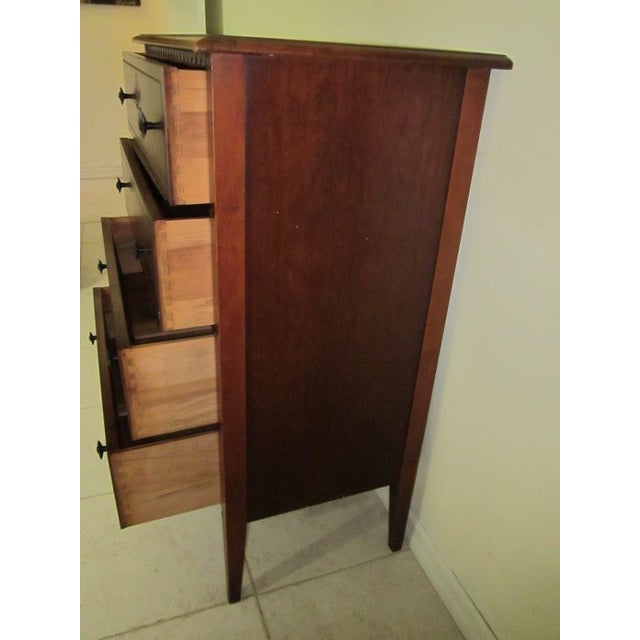 1960s Vintage British Colonial Style Wood Chest 4 Drawer Dark Tone For Sale - Image 9 of 12